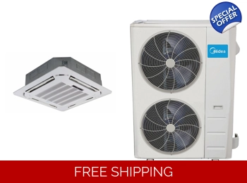 Midea 48K-Btu 17.8 SEER2 (Ceiling Cassette) Mini Split H-Heat Pump (-22°F) 9.5 EER/11.5 HSPF (R410a)